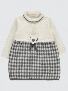 Gray Melange Girls-Dress and Overall