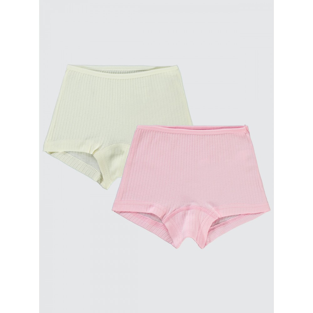 Ecru- Pink Girls-Boxer Shorts Ecru- Pink Girls-Boxer Shorts