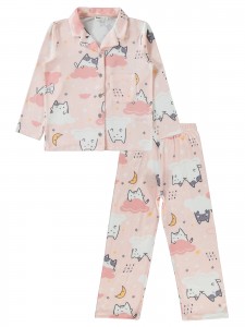 Dark Salmon Girls-Pajama Set