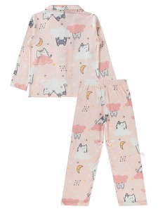 Dark Salmon Girls-Pajama Set