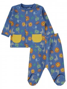 Light Navy Baby-Pajama Set