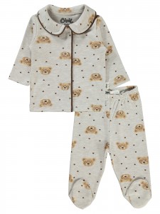 Beige Melange Baby-Pajama Set