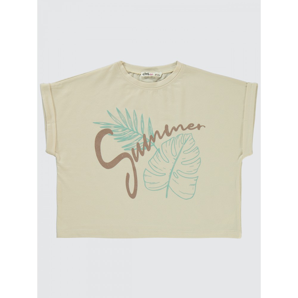 Beige Girls-T-Shirt Beige Girls-T-Shirt