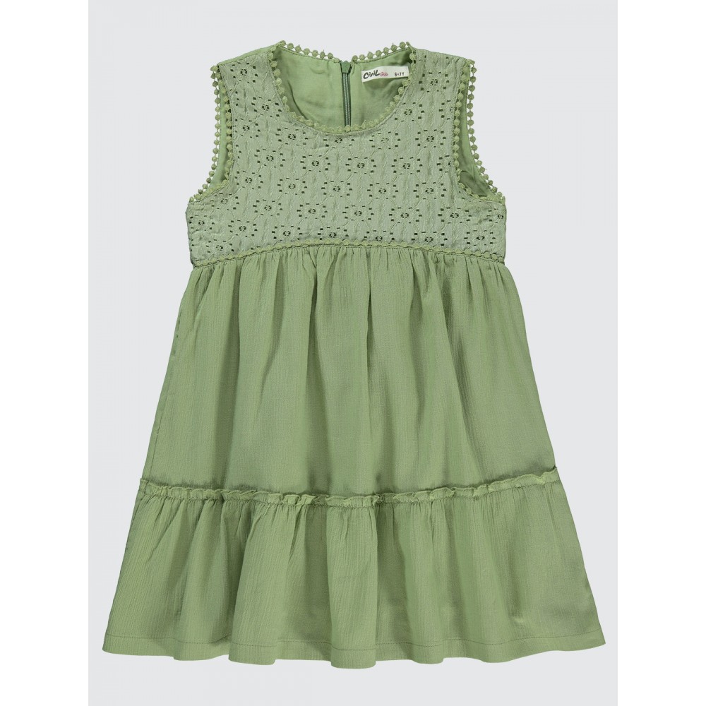 Green Almond Girls-Dress and Overall Green Almond Girls-Dress and Overall