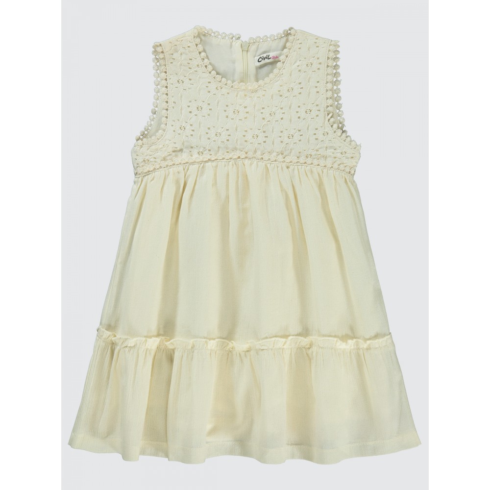 Beige Girls-Dress and Overall Beige Girls-Dress and Overall