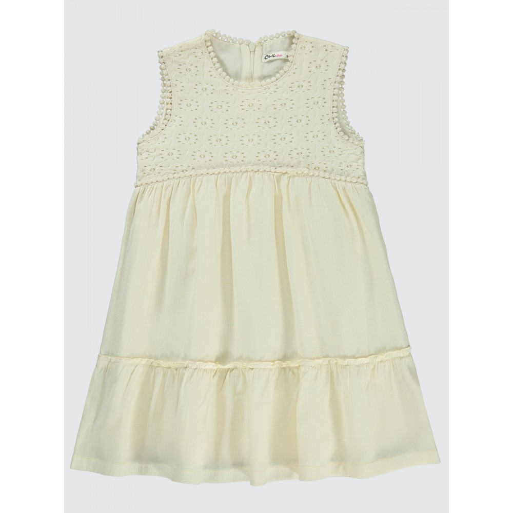 Beige Girls-Dress and Overall Beige Girls-Dress and Overall