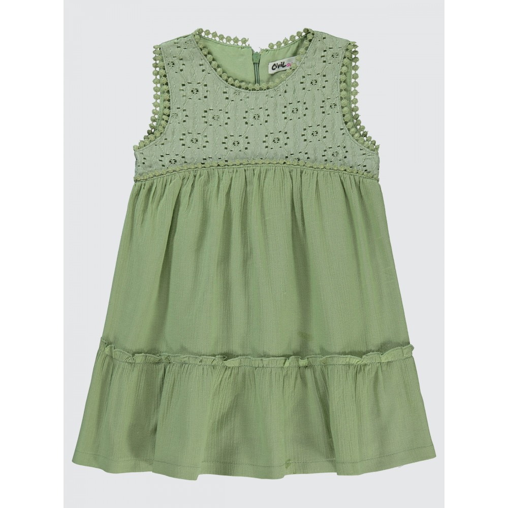 Green Almond Girls-Dress and Overall Green Almond Girls-Dress and Overall