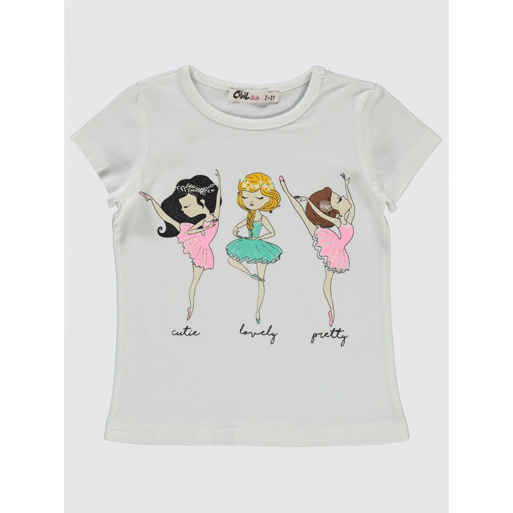 Ecru Girls-T-Shirt Ecru Girls-T-Shirt