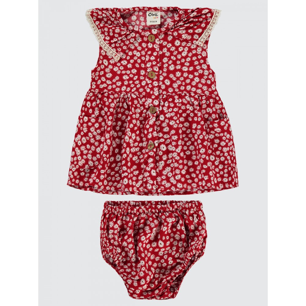 Red Baby-Dress and Overall Red Baby-Dress and Overall