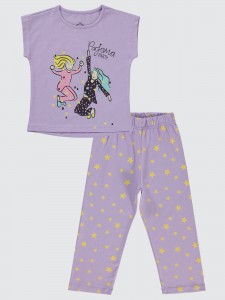 Digital Lavender Girls-Pajama Set