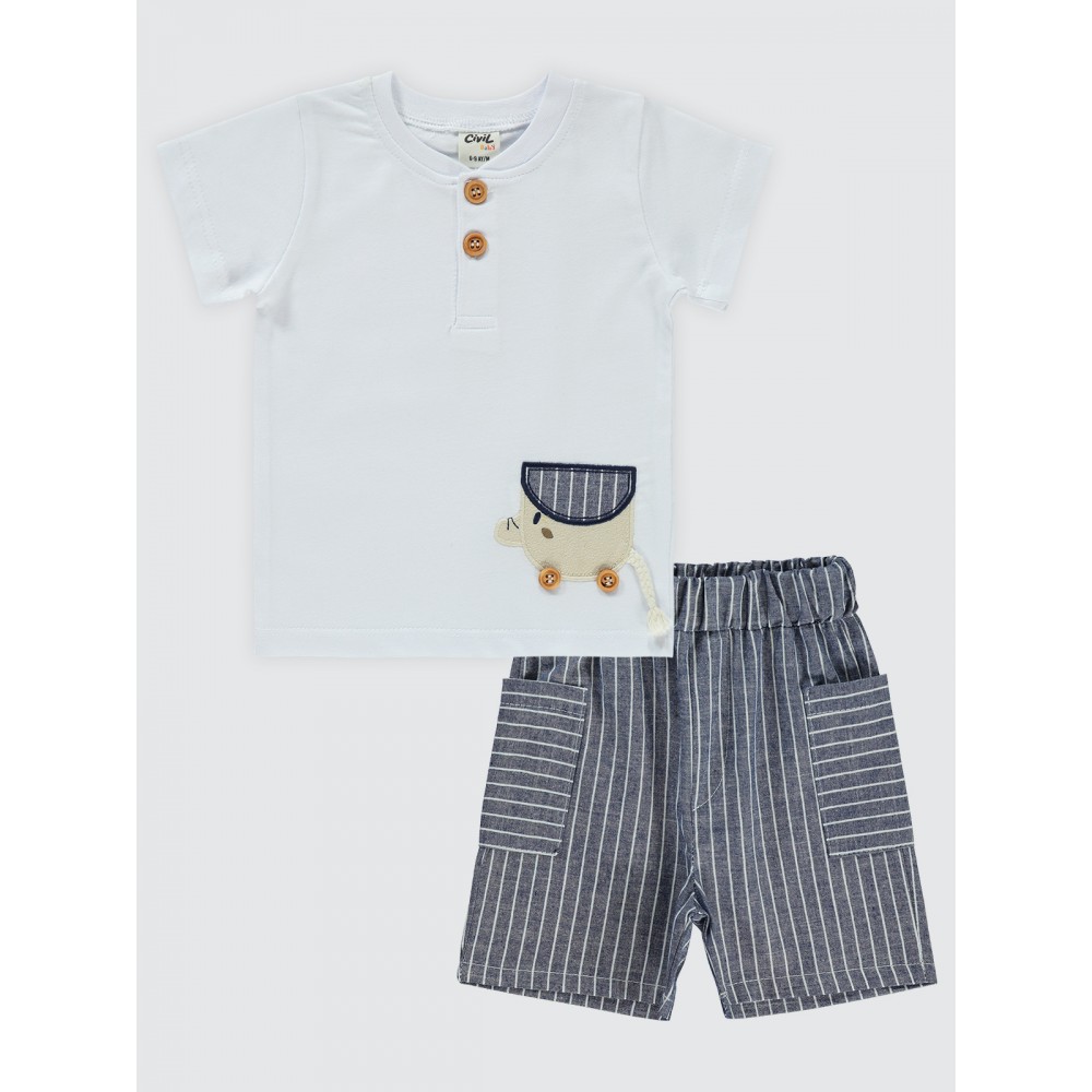 Ecru-Navy Baby-Set Ecru-Navy Baby-Set