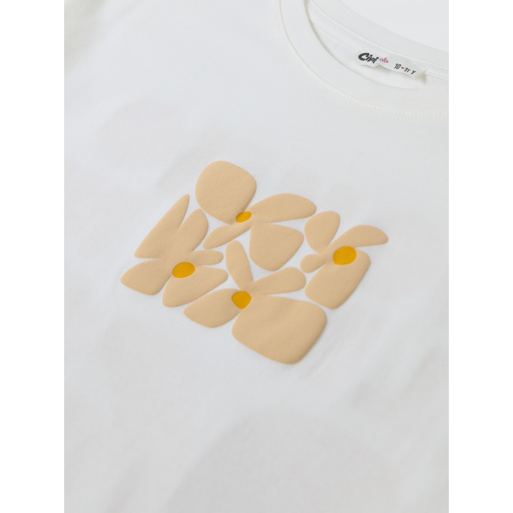 Ecru Girls-T-Shirt Ecru Girls-T-Shirt